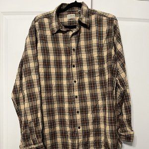 Ll Bean Button Up Long Sleeve Plaid Pocket Flannel Brown xl